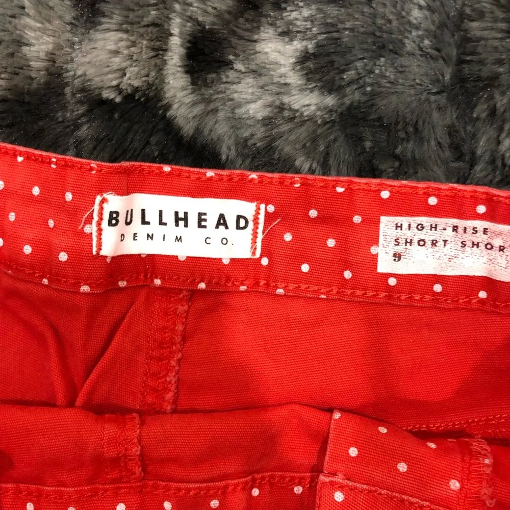 BULLHEAD RED POLKA DOT BUTTONS HIGH RISE SHORTS SZ 9 - Picture 6 of 8